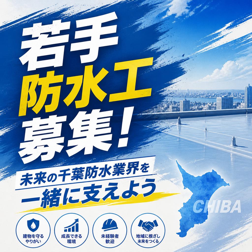 若手防水工募集！未来の千葉防水業界を一緒に支えよう