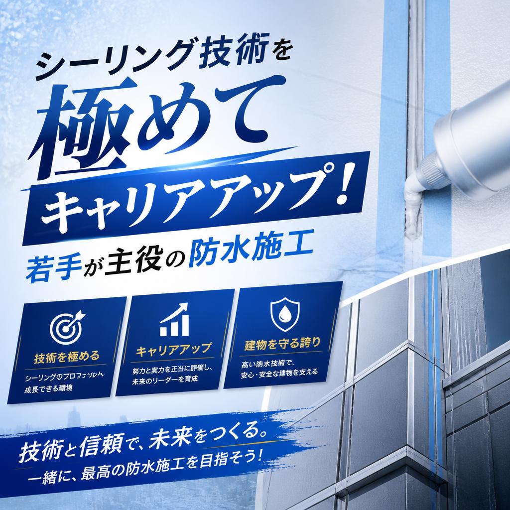 シーリング技術を極めてキャリアアップ！若手が主役の防水施工