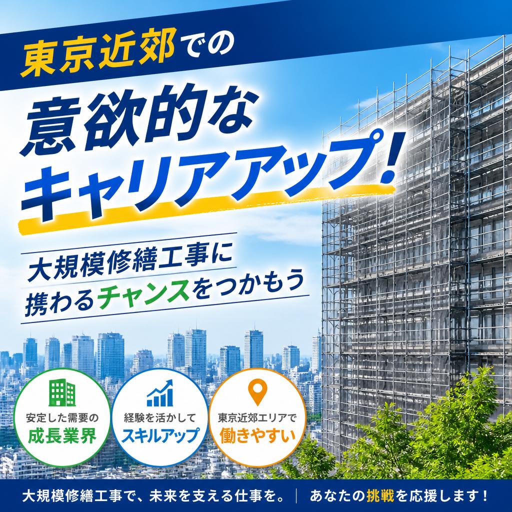 東京近郊での意欲的なキャリアアップ！大規模修繕工事に携わるチャンスをつかもう