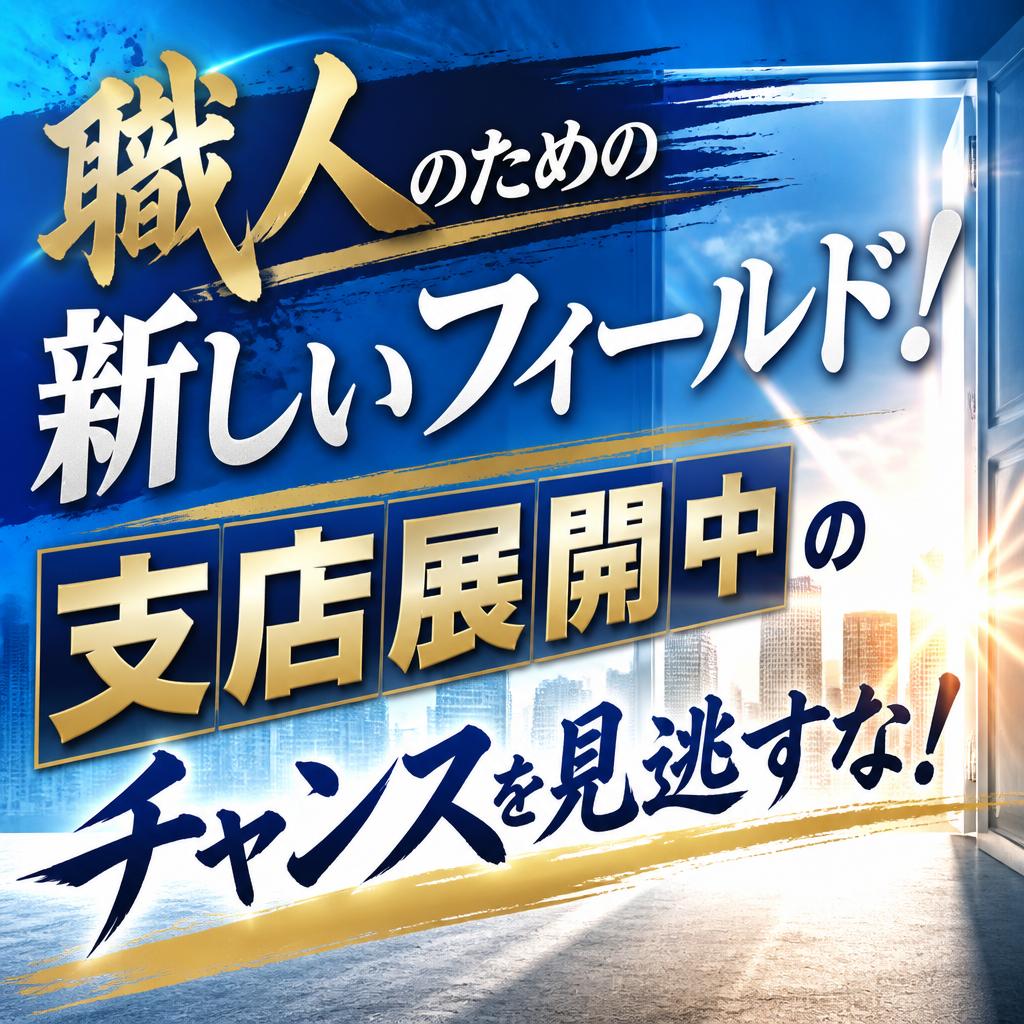 職人のための新しいフィールド！支店展開中のチャンスを見逃すな！