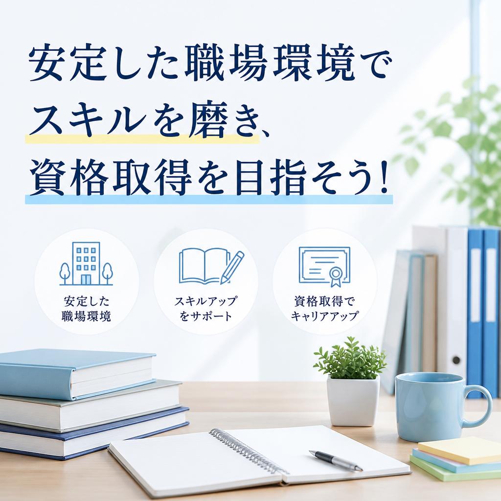安定した職場環境でスキルを磨き、資格取得を目指そう！