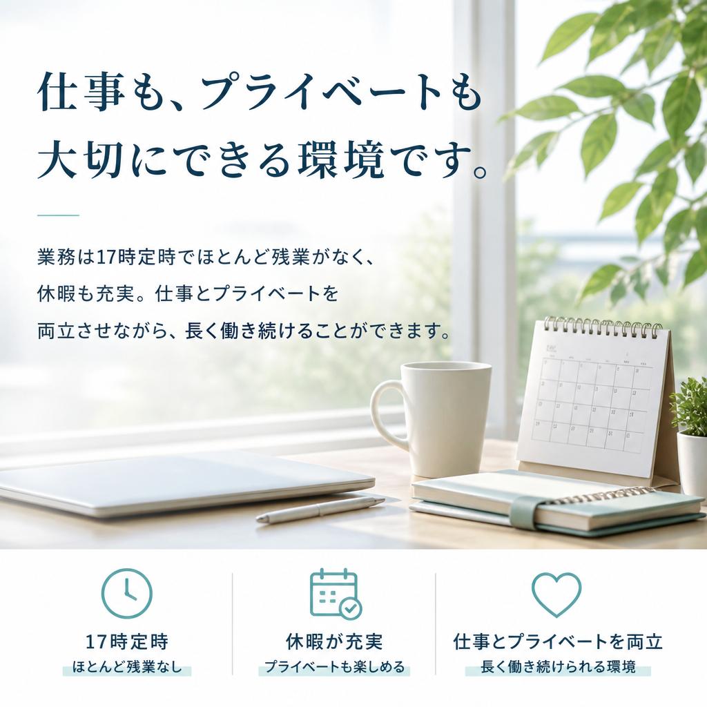 17時定時・残業ほぼなし！プライベートと両立