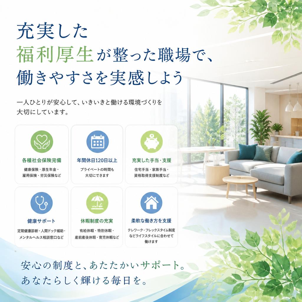 充実した福利厚生が整った職場で、働きやすさを実感しよう