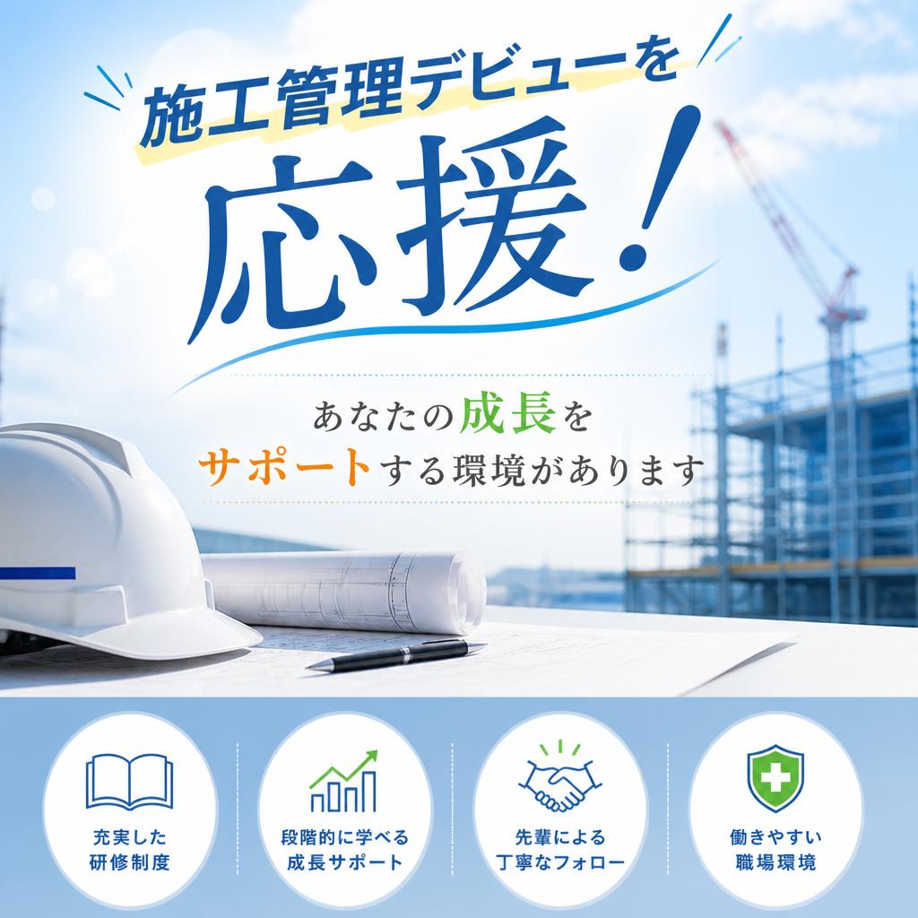 施工管理デビューを応援！あなたの成長をサポートする環境があります